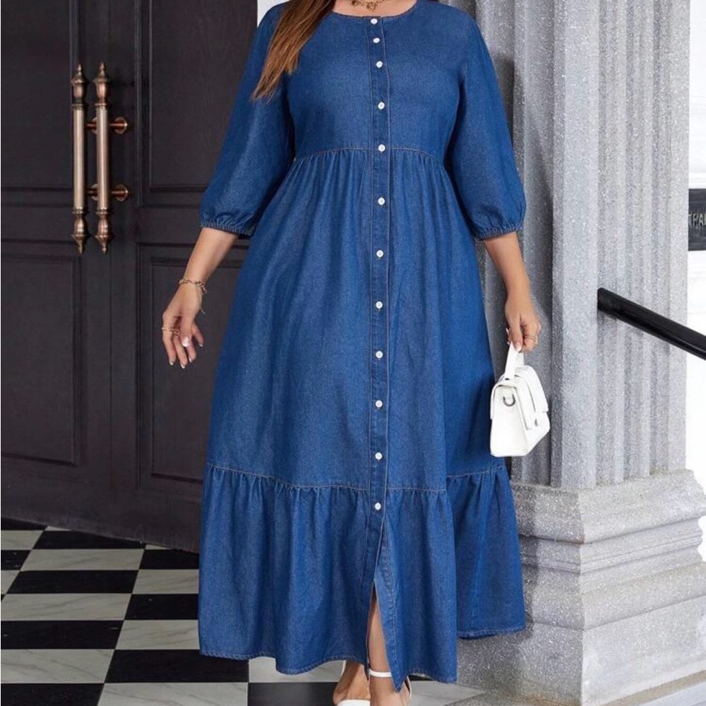 Denim Blue Button-Down Maxi Dress - Picture 8 of 8